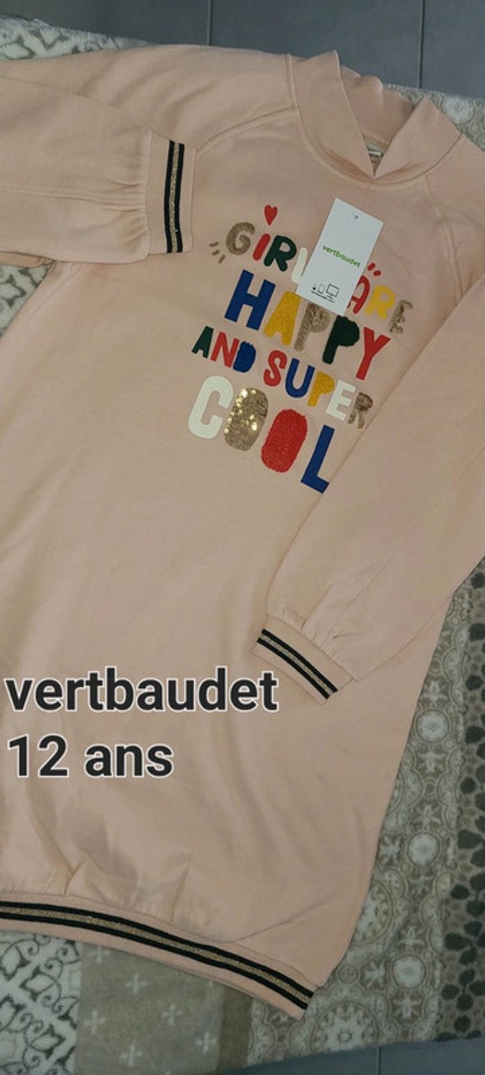 Robe pull sweat fille 12 ans vertbaudet neuve avec étiquette