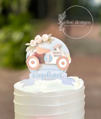 Décoration pour le gâteau voiturette rétro 