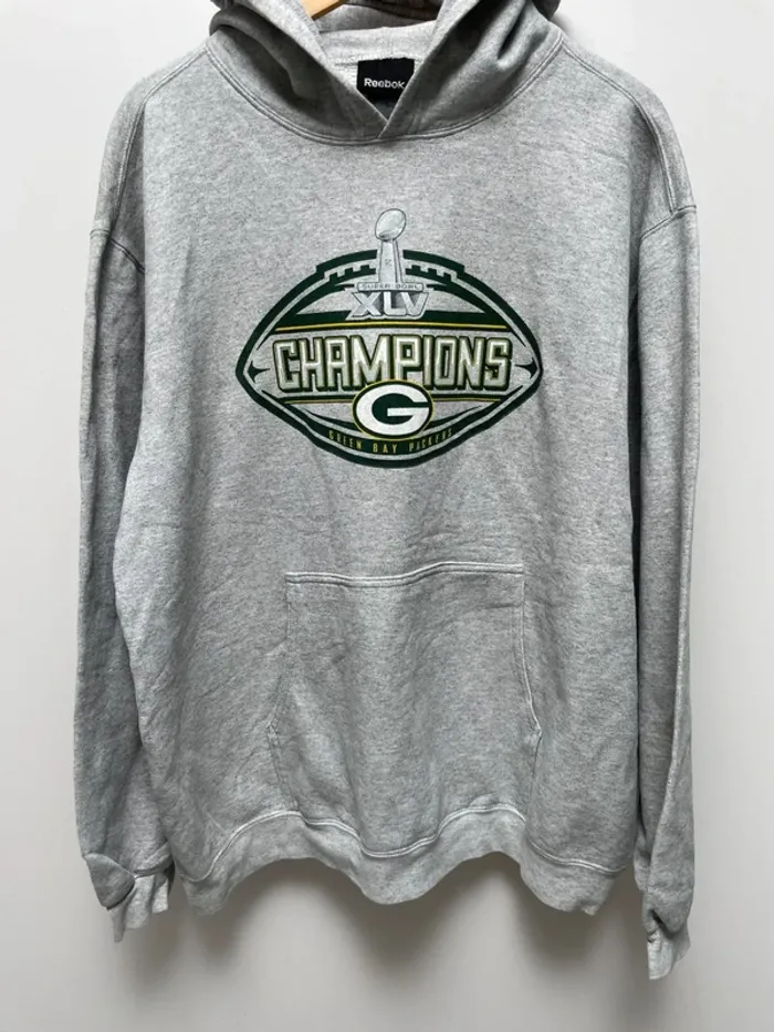 Hoodie Reebok Superbowl Green Bay Packers NFL Mens Size Large