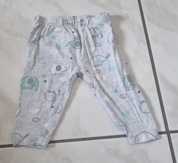 pantalon bébé gris motifs éléphants – oeko‑tex – 62/68 cm