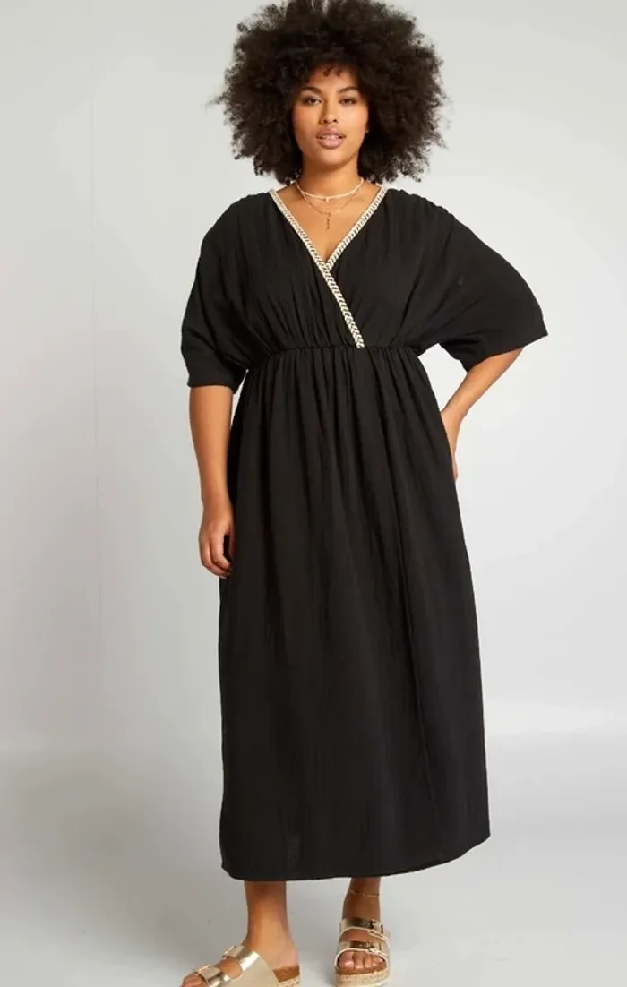 Robe longue noir en gaze de coton Kiabi - photo numéro 7