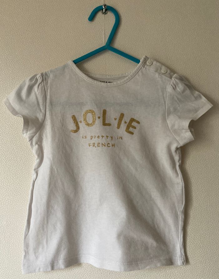 Tee-shirt imprimé pailleté doré taille 18 mois - photo numéro 1