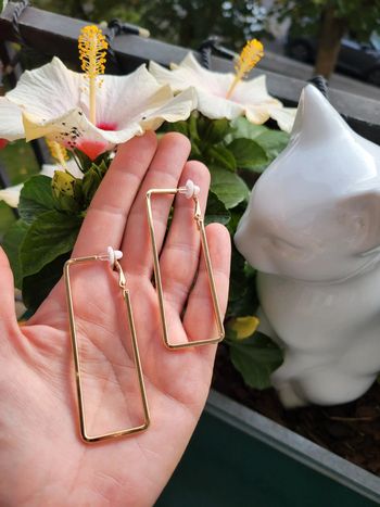 Clips créoles rectangle acier gold