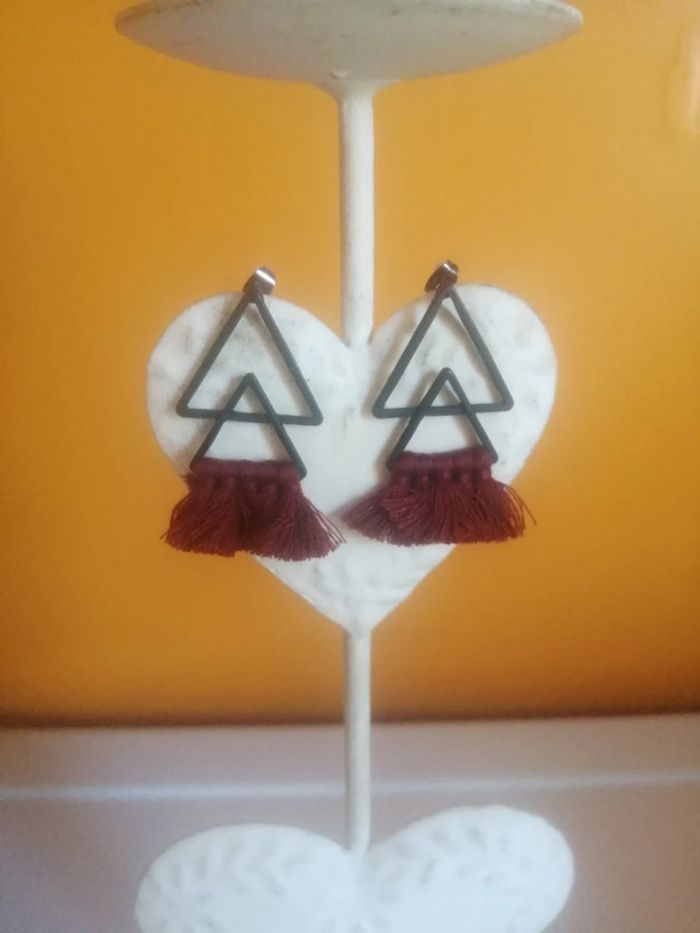 🌸Boucles d'oreilles multi triangles acier noir "Tendance Acier" Neuves 🌸