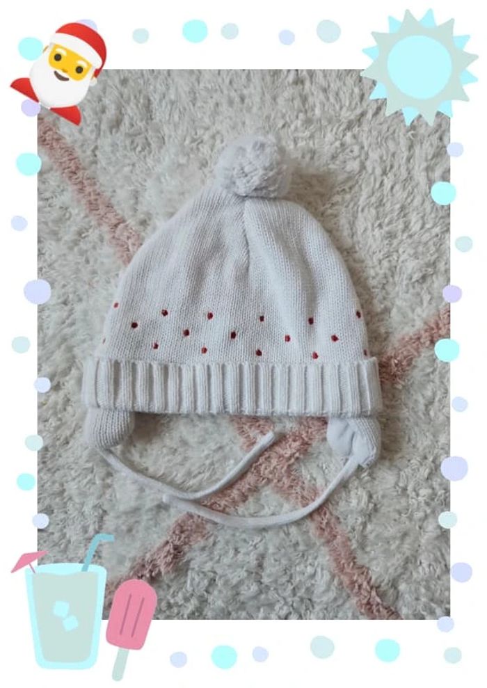 Bonnet blanc taille 6 /9 mois #marinecm38fille6mois