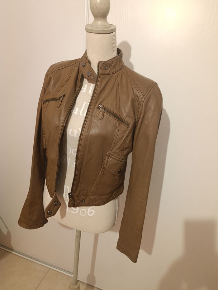 Veste en cuir 100% camel T S - photo numéro 4