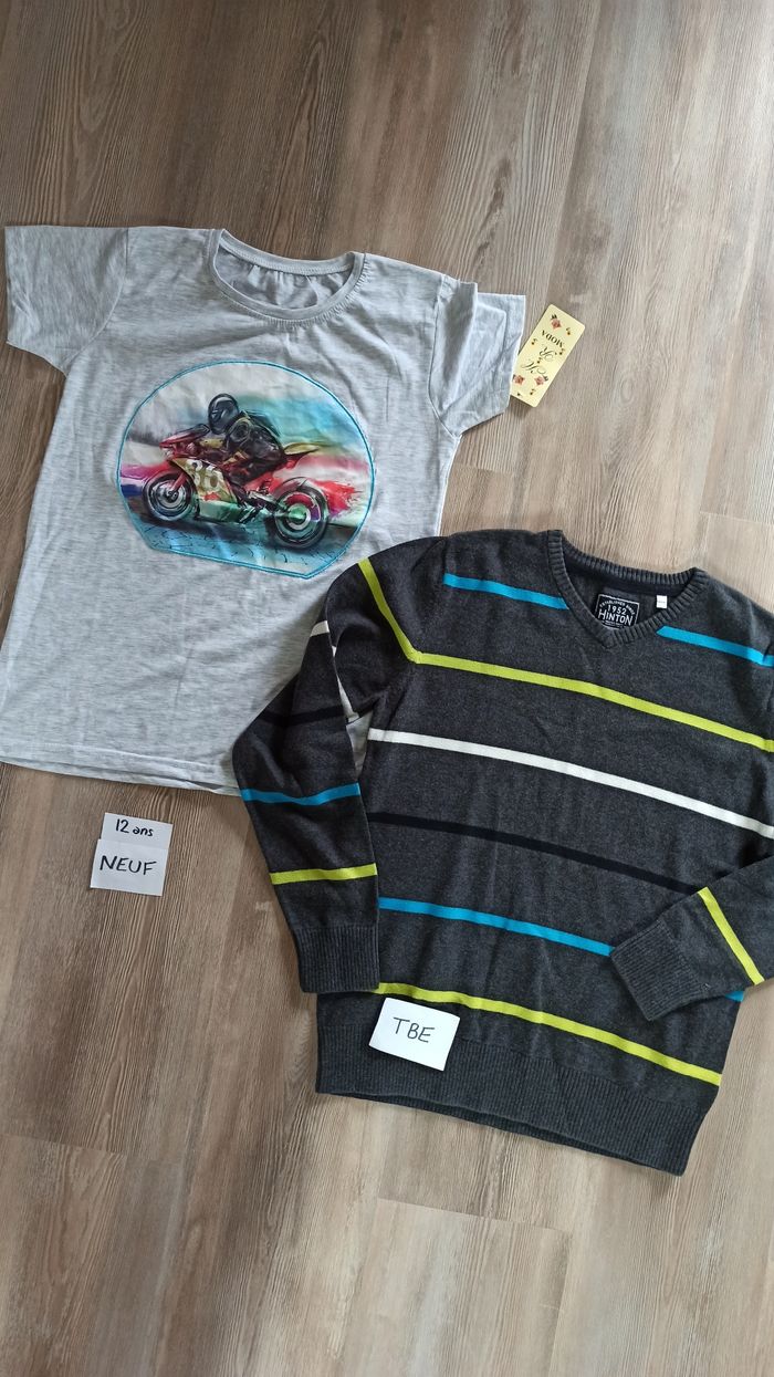 Lot garçon pull et t-shirt 12 ans
