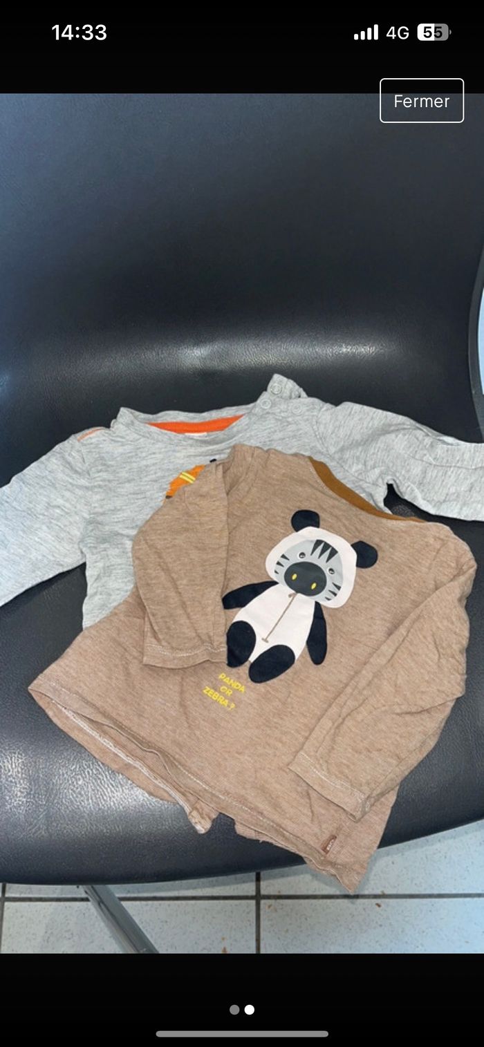 Deux tee shirt manches longues 6M - photo numéro 2