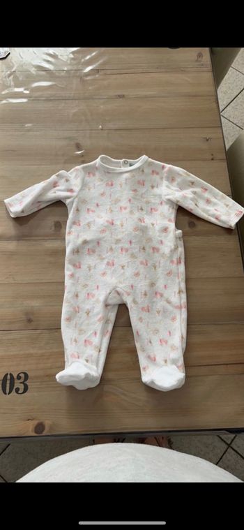 Pyjama mes petits cailloux 3 mois blanc et rose