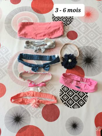Lot 7 bandeaux bébé 👧 taille 3 - 6 mois