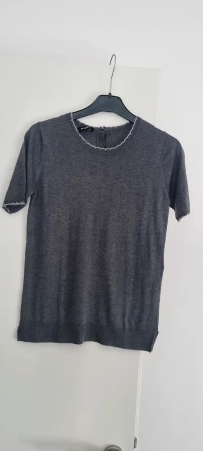 Blouse Tee-shirt maille gris manches courtes kookai 36