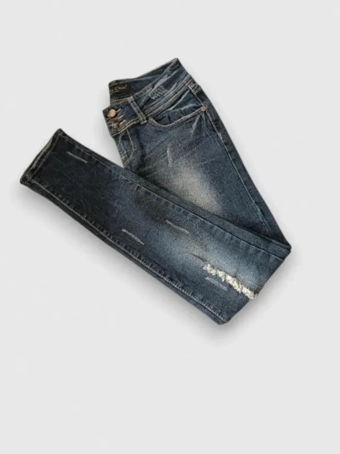 Jean marque Simply & Chic coupe skinny destroy ajusté, sculptant ,taille basse ,stretch - photo numéro 9