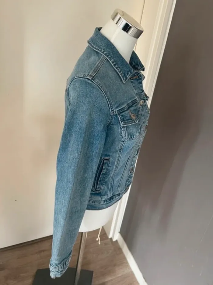 Promod, veste blouson en jean femme, taille 36 bleu clair - photo numéro 4