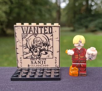 Minifigure Manga One Piece n2 Sanji rouge avec support n0.01