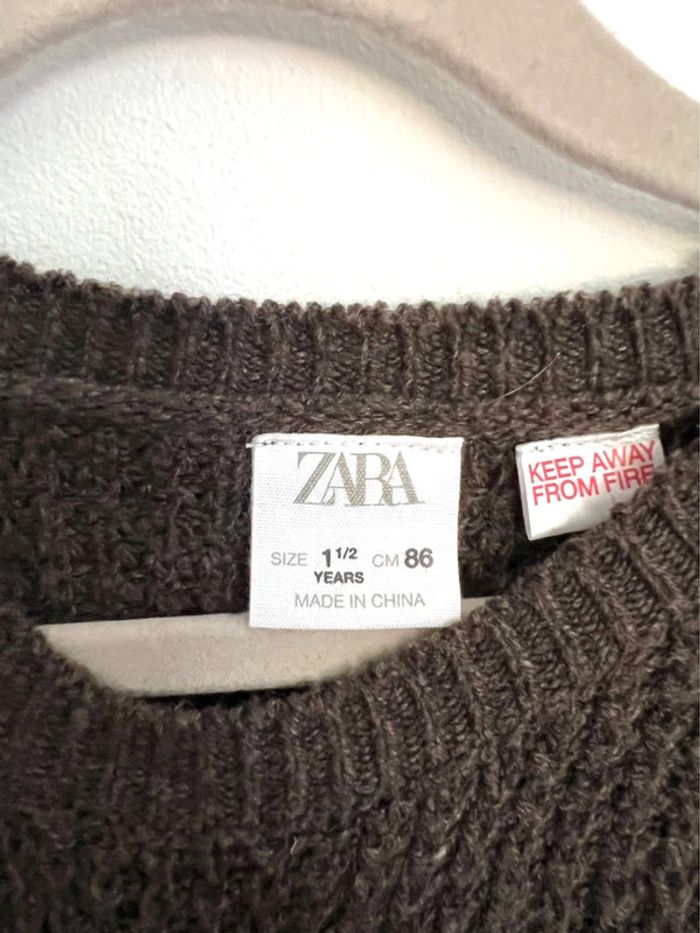 Pull maille marron col rond Zara 86cm - photo numéro 2