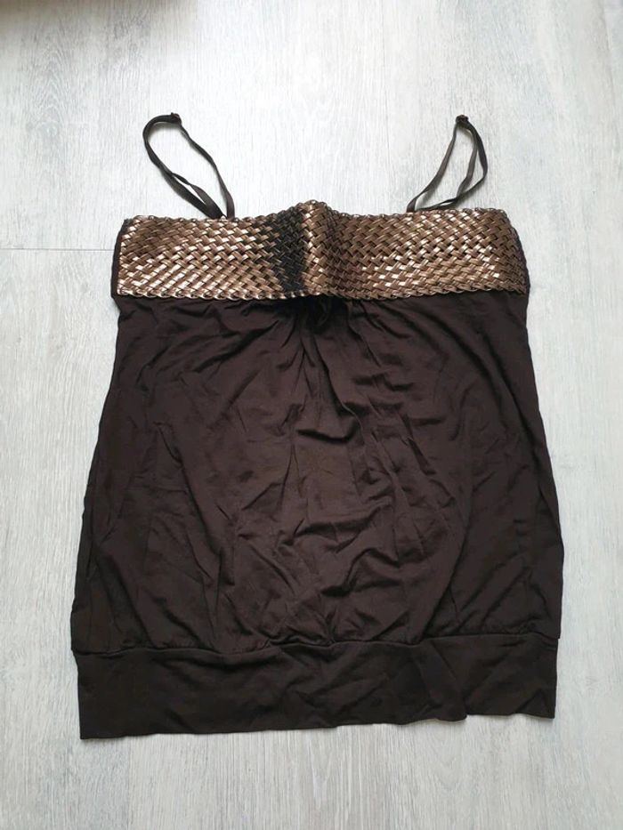 Débardeur Pimkie marron et doré XS comme neuf
