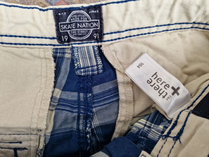 Short Bermuda Cargo Bleu Marine Carreaux Beige - photo numéro 5