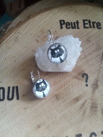 Boucles d'oreilles chat noir