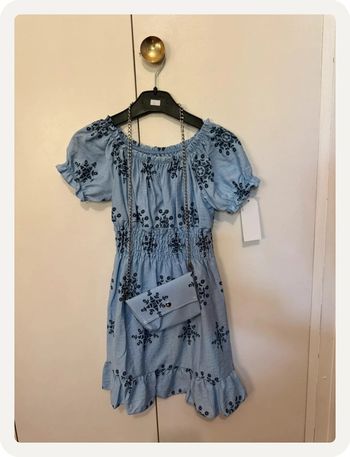 Robe bleue à détails bleus