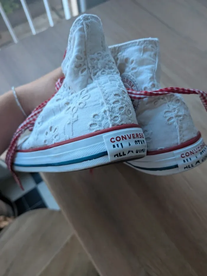 Converse broderie anglaise et lacets vichy - photo numéro 5