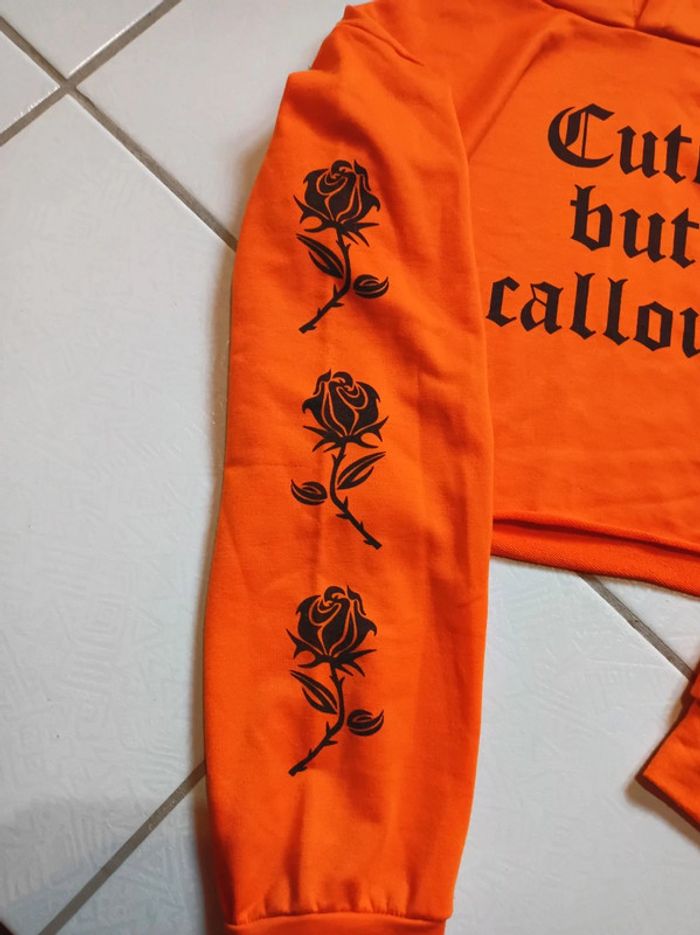 Sweat femme court orange fluo - photo numéro 14