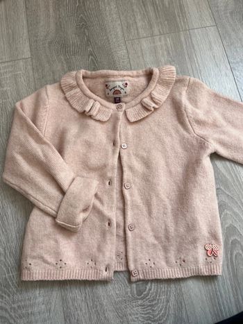Gilet fille rose pale laine 5 ans
