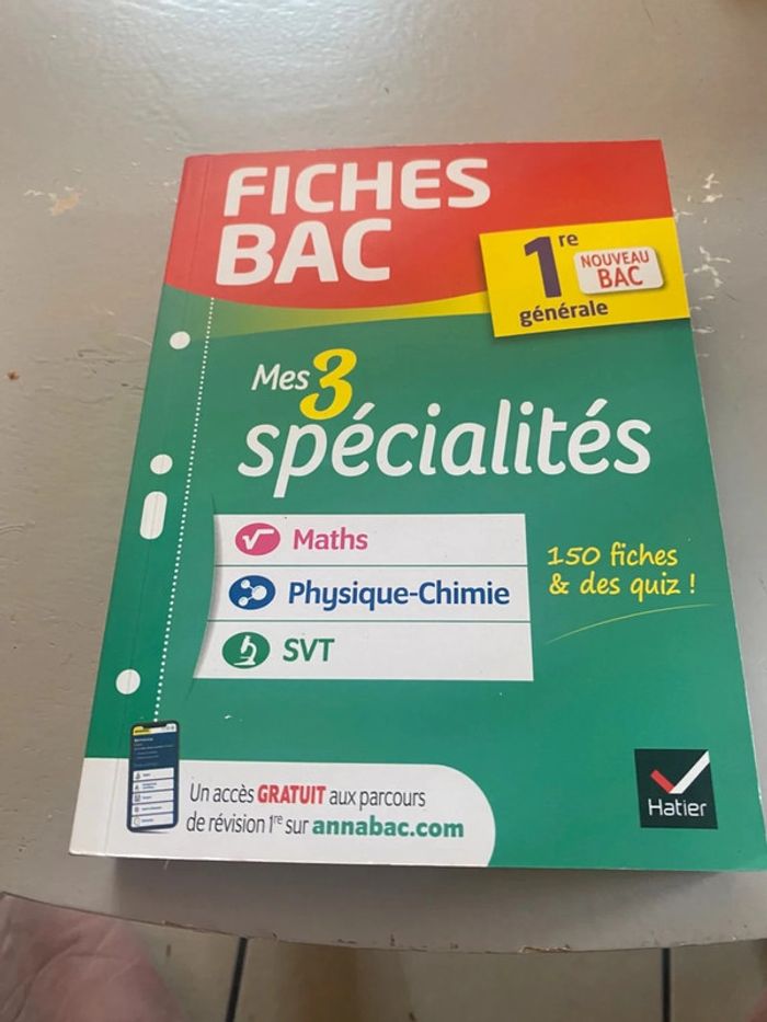 livres de Fiches bac spécialité scientifique classe de première idéal pour la rentrée