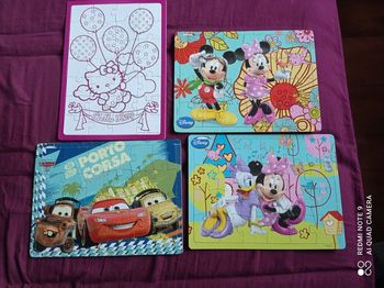 Lot de 4 puzzles enfant dont 1 à colorier, très bon état