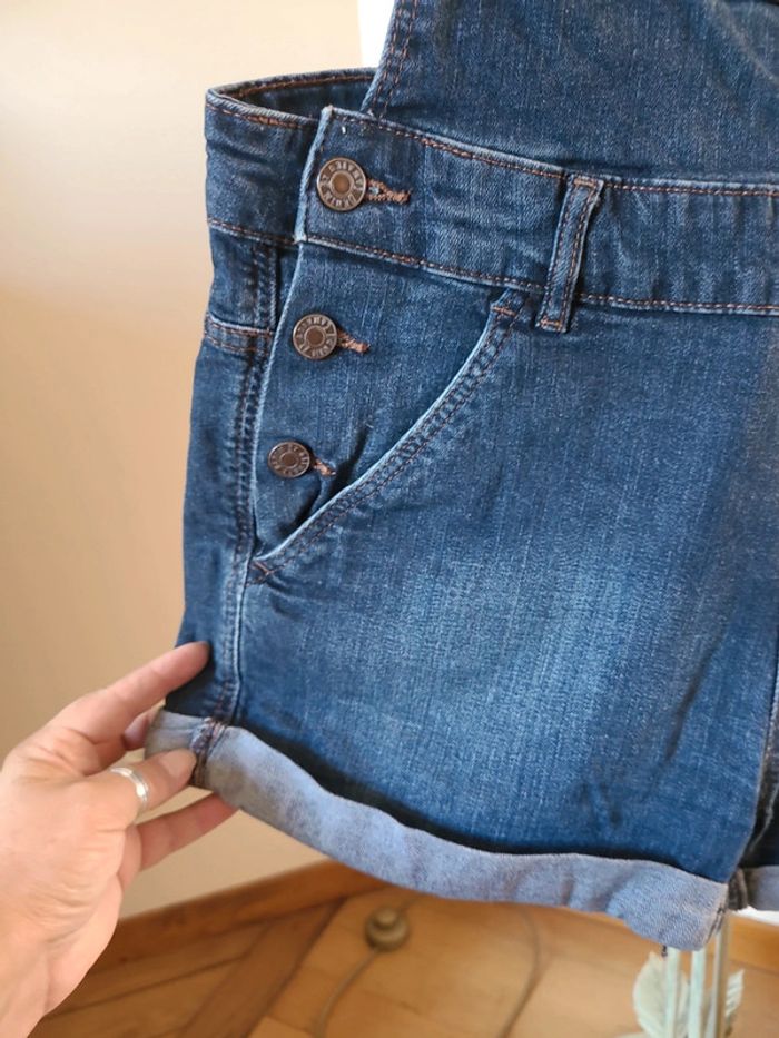 salopette short en jean camaieu taille 38 - photo numéro 3