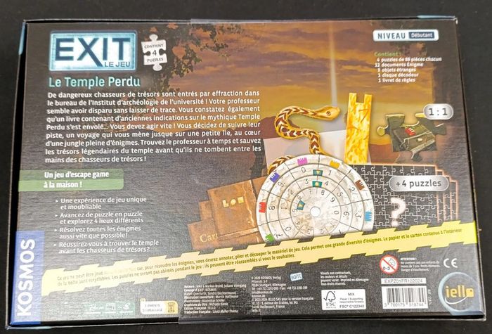Exit Puzzle : Le Temple Perdu - Jeu de société sous emballage - Prix Ferme - photo numéro 2