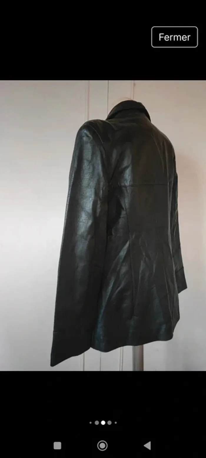 Veste cintrée en cuir d'agneau noir femme Navy Way t s 36 - photo numéro 8