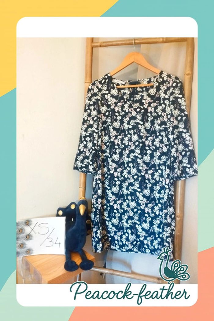 Robe Promod 34 bleue fleurie