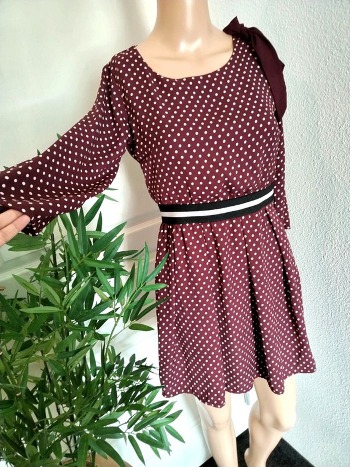 Robe à pois bordeaux Miss Miss taille xs - photo numéro 2