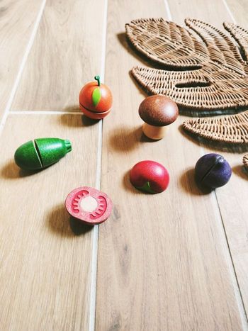 🍅Jeu d'imitation - Dinette en bois avec  légumes et fruits à scratch- marque Nature et découvertes 