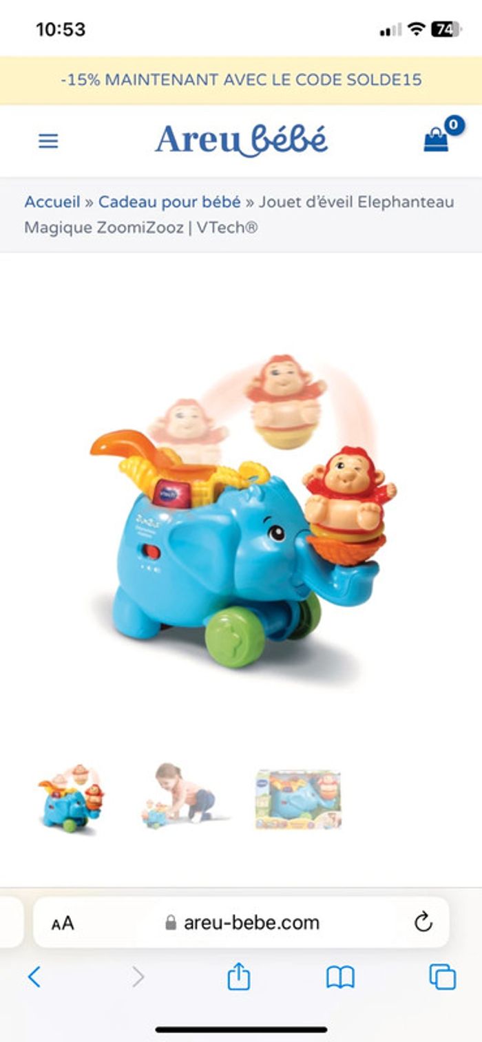 Zoomizooz éléphanteau vtech - photo numéro 2