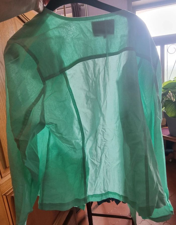 Ensemble lin bon prix collection robe et veste vert anis 46 48 - photo numéro 4