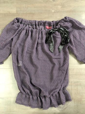 Top la city taille 1 en voile polyester violet imprimé géométrique