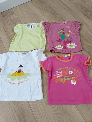 Lot 4 t shirts manches courtes 6 mois fille
