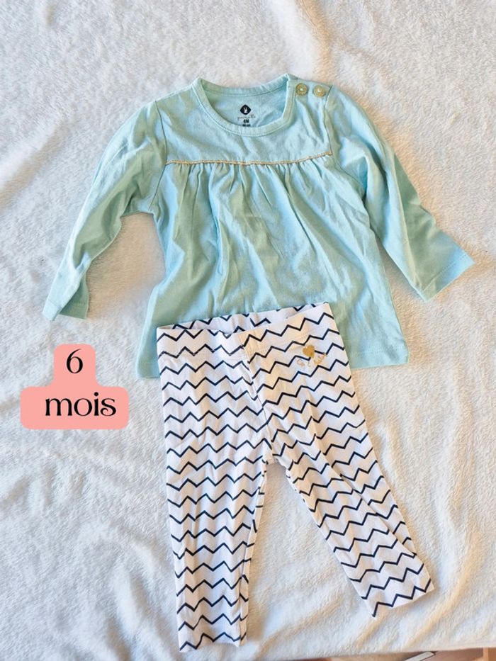 Ensemble bleu et doré 6 mois