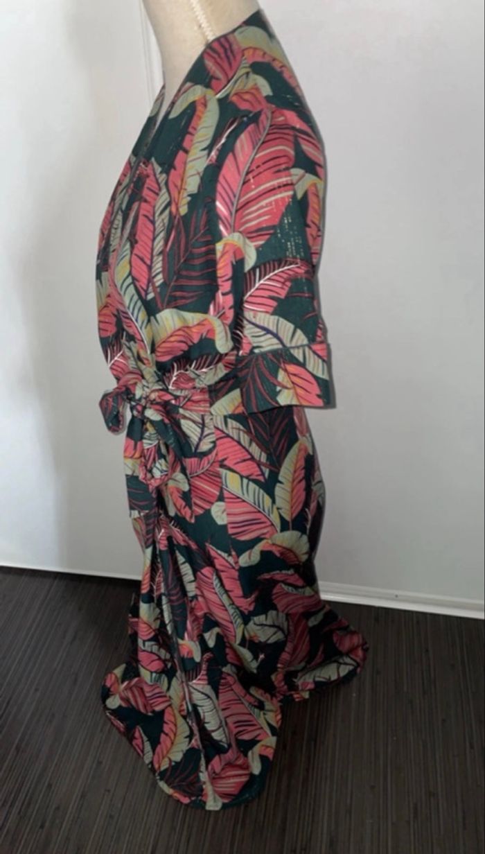 Mamouchka - Robe Longue "Ouragan" - Taille M - Vert & Rose Tropical - photo numéro 3