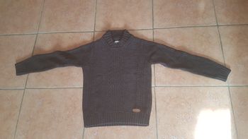 Pull hiver garçon 10 ans gris fonce Trappeur