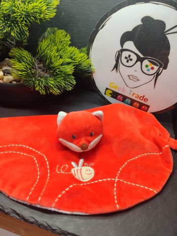 Doudou plat renard orange abeille gipsy blanc feuille spiral Noeud Gris Rond