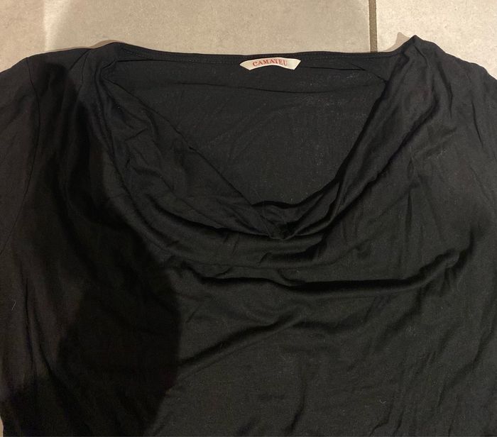 Haut noir manches longues col benitier taille 3/L camaïeu - photo numéro 2