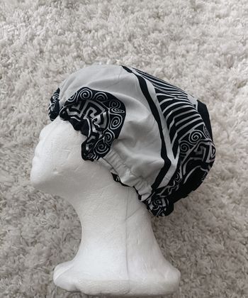 Bonnet de nuit en wax et satin, 58 cm