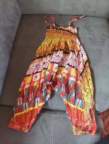 Salopette été bretelles combinaison Fille 8 ans sarouel motifs Alex & Pazic