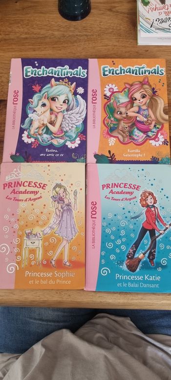 Lot 4 livres bibliothèque rose enchantimals et princesse academy