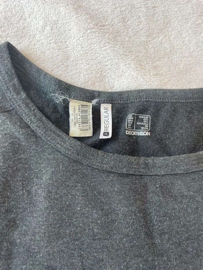 Haut t-shirt de sport à manches courtes noir gris foncé uni basique simple 4XL - photo numéro 3