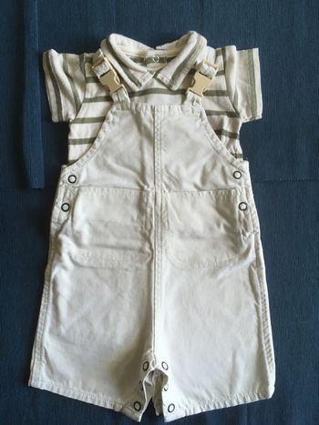 Ensemble salopette et polo Petit Bateau 3mois