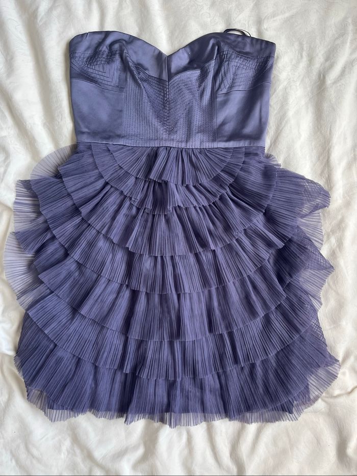 Robe de soirée BCBGMAXAZRIA violette volants - photo numéro 2