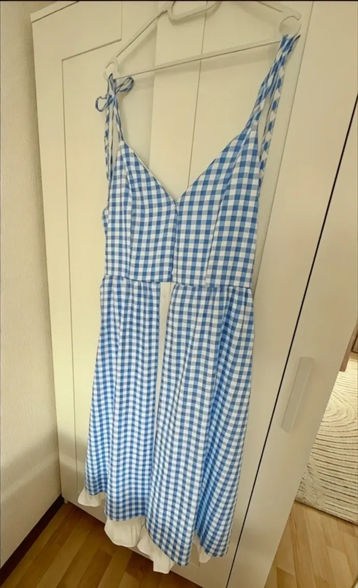 Robe longue vichy bleue à nouer – esprit cottagecore été 🤍 S - photo numéro 4